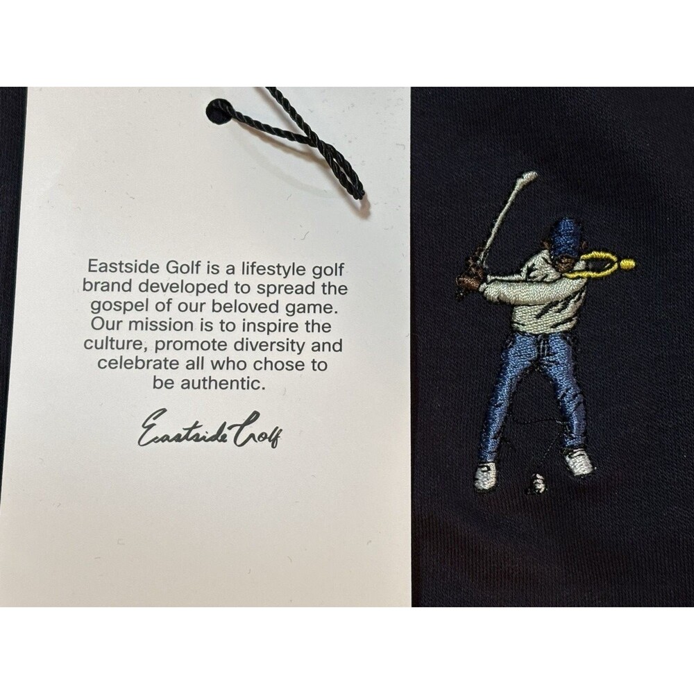 Cropped Tee Eastside Golf Embroidered "Swingman" Medium NAVY Banded Long Sleeve